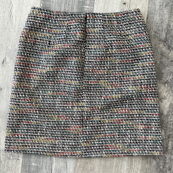 Loft Tweed Like A-line Mini Skirt -- Multicolored Rainbow with Silver Threads - Picture 2 of 7